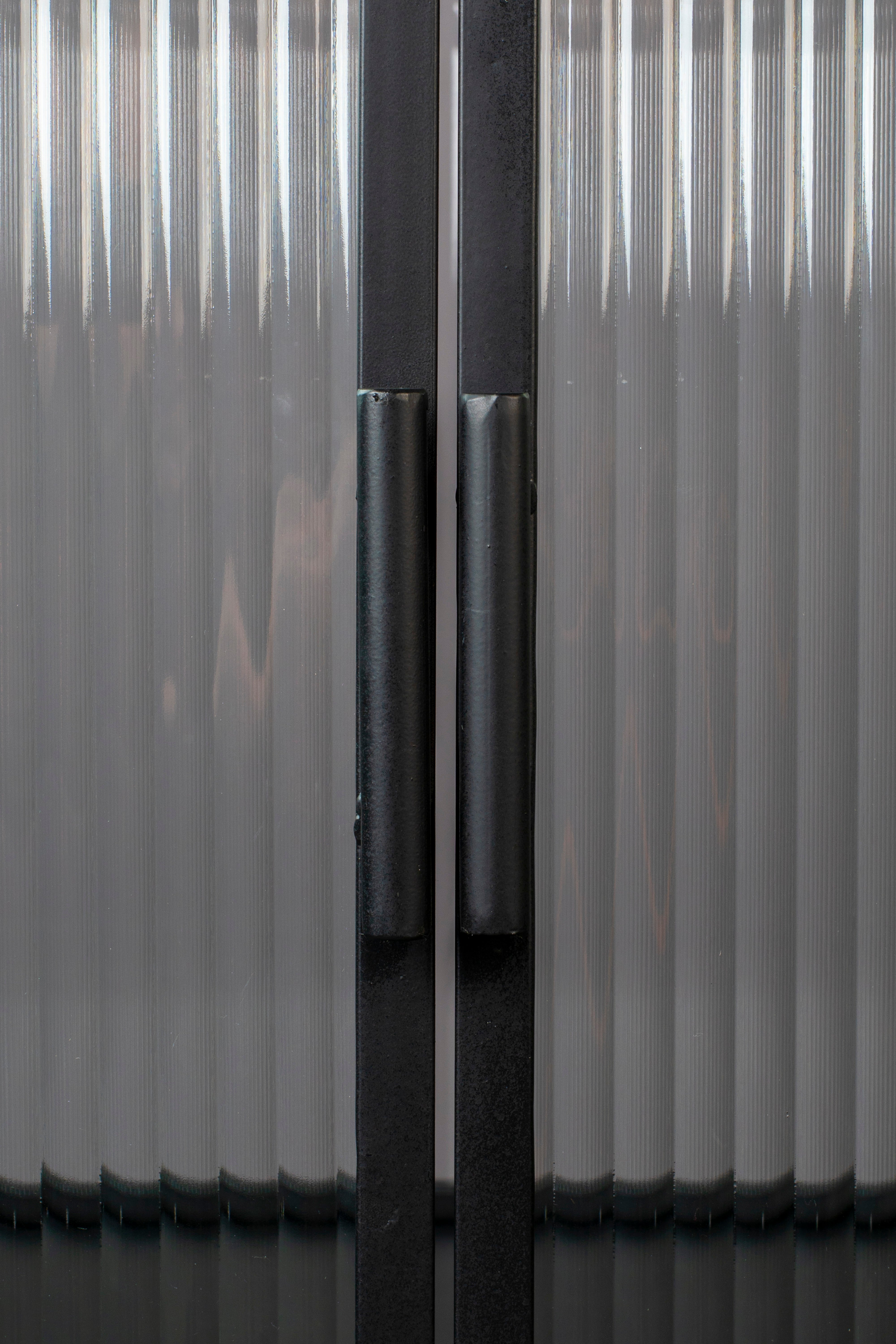 Dutchbone Boli Black Steel & Ribbed Glass Cabinet Small